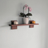 Modern Solid Black Walnut Scandi Floating Shelf - angled image with candles and orchid